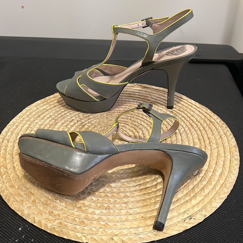 Vince Camuto Leather Platform Sandals Heel Size 8.5